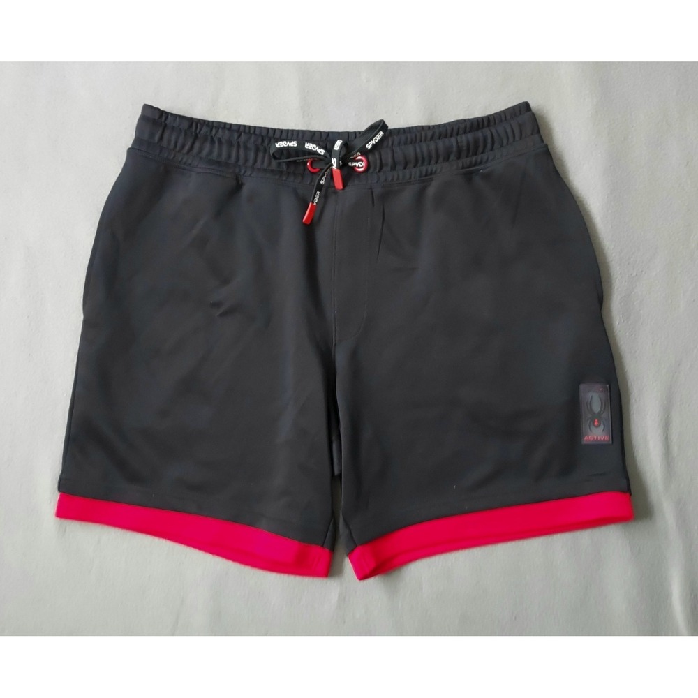 Spyder Active/Gym Shorts Men's Large Black Red Piping Pockets